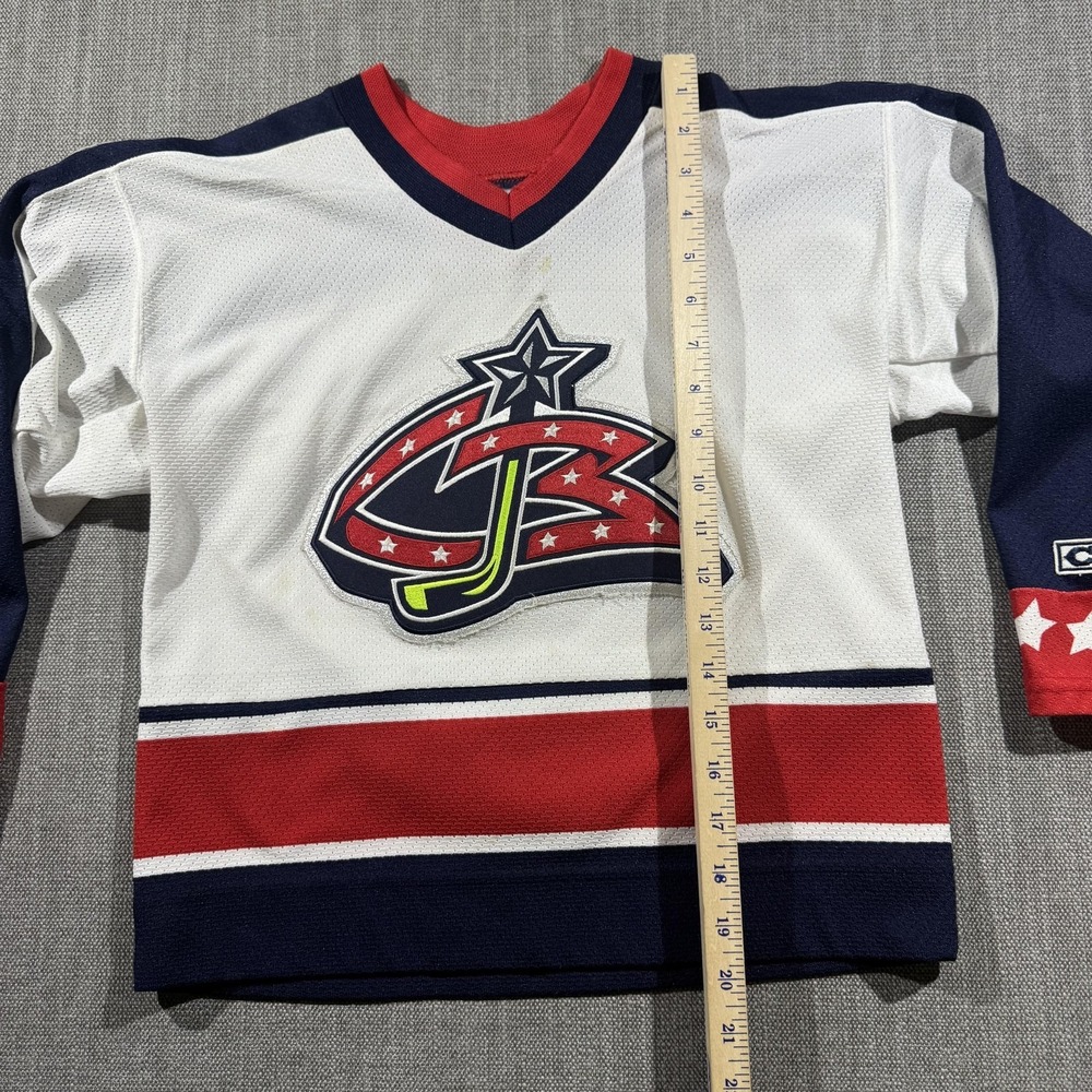 Columbus Blue Jackets Jersey Boys Medium White NHL Hockey CCM Youth Canada - Picture 5 of 9